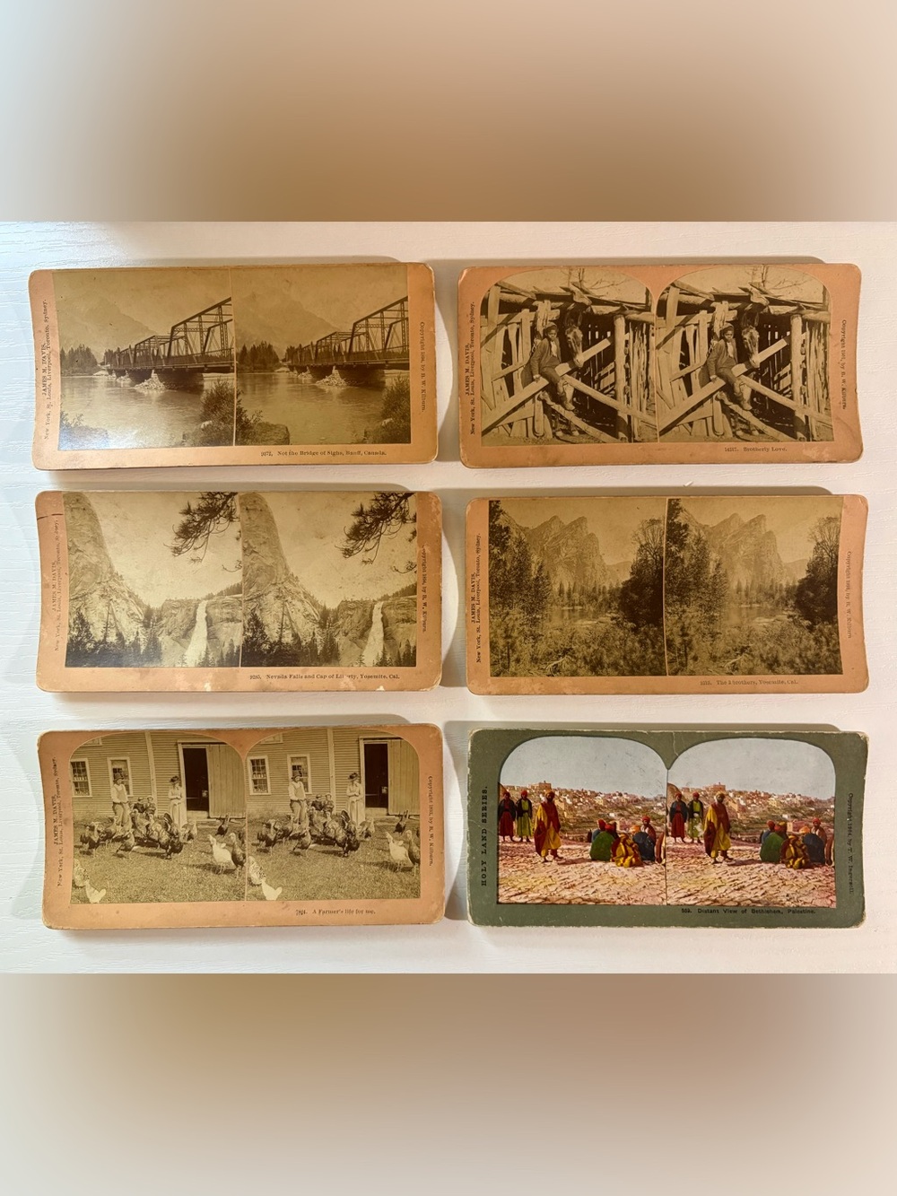 Antique Stereoview Cards Lot of 6 B.W. Kilburn Yosemite Holy Land
